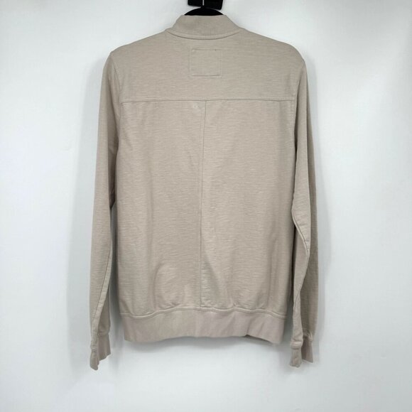 AllSaints Aries Cotton bomber jacket in gray classic full zip pockets tan gray t - Picture 8 of 12
